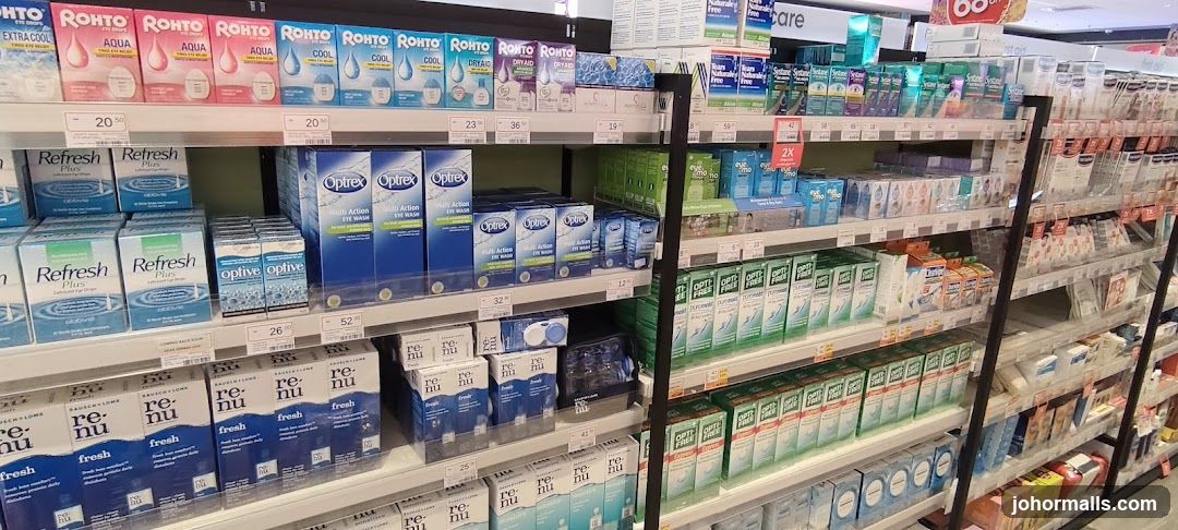 Eye care products on shelves