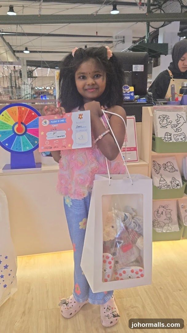 Girl with Plushy Card and Bag
