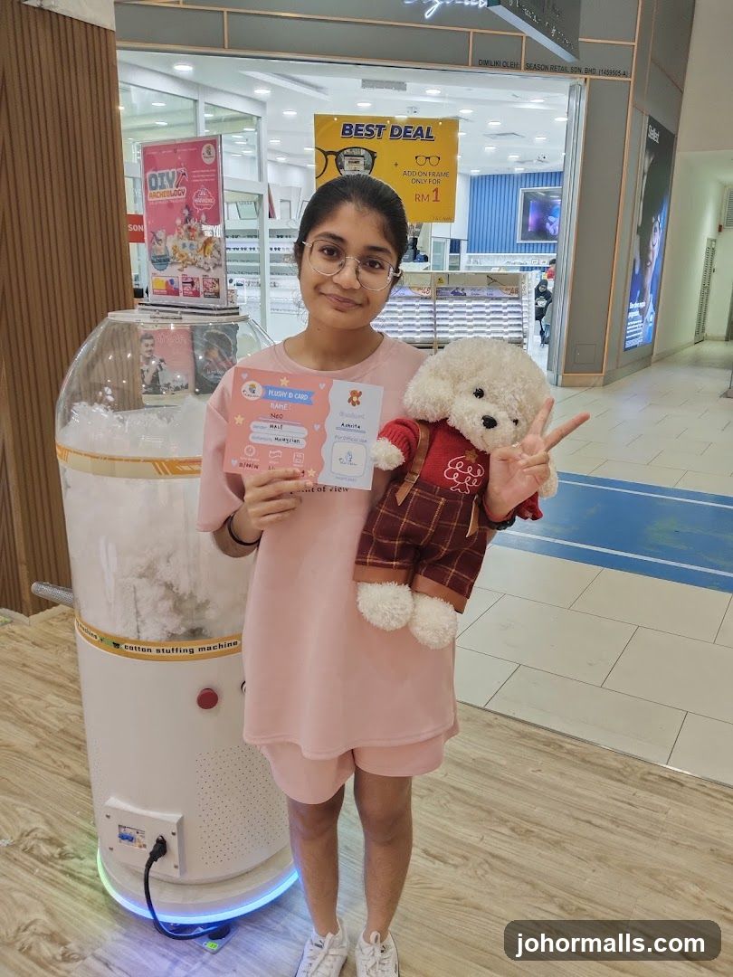 Girl with a stuffed toy and a plushy card
