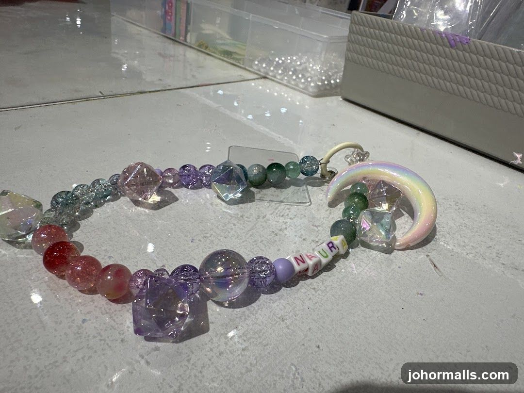 Beaded Bracelet with Moon Charm