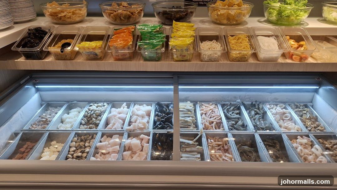 Buffet Display with Seafood and Ingredients
