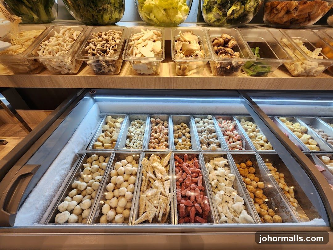 Assortment of Ingredients in a Display Cooler