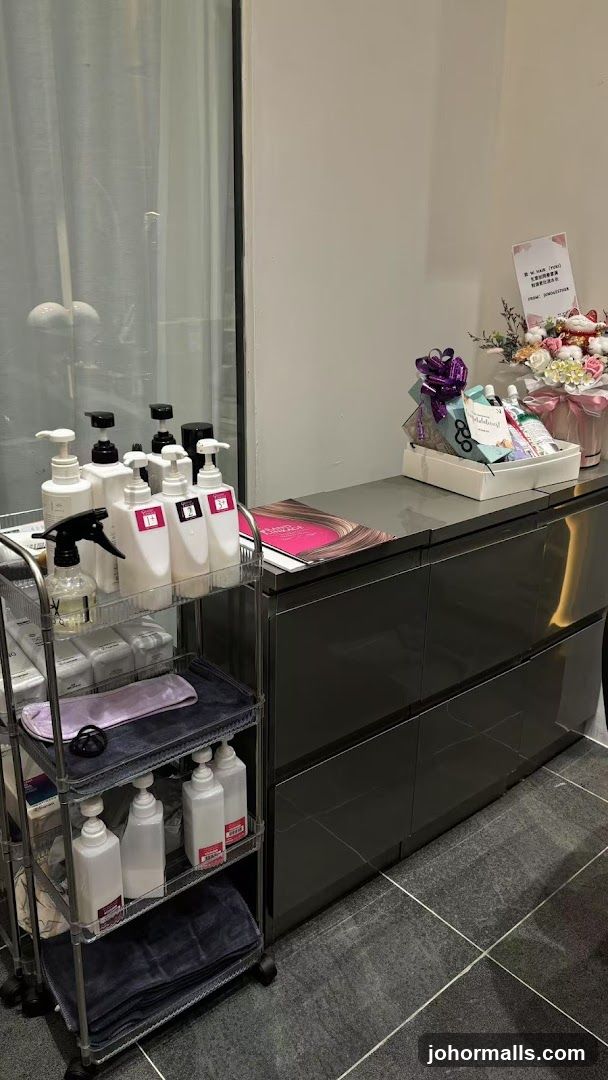 Salon Interior with Products and Gift Basket