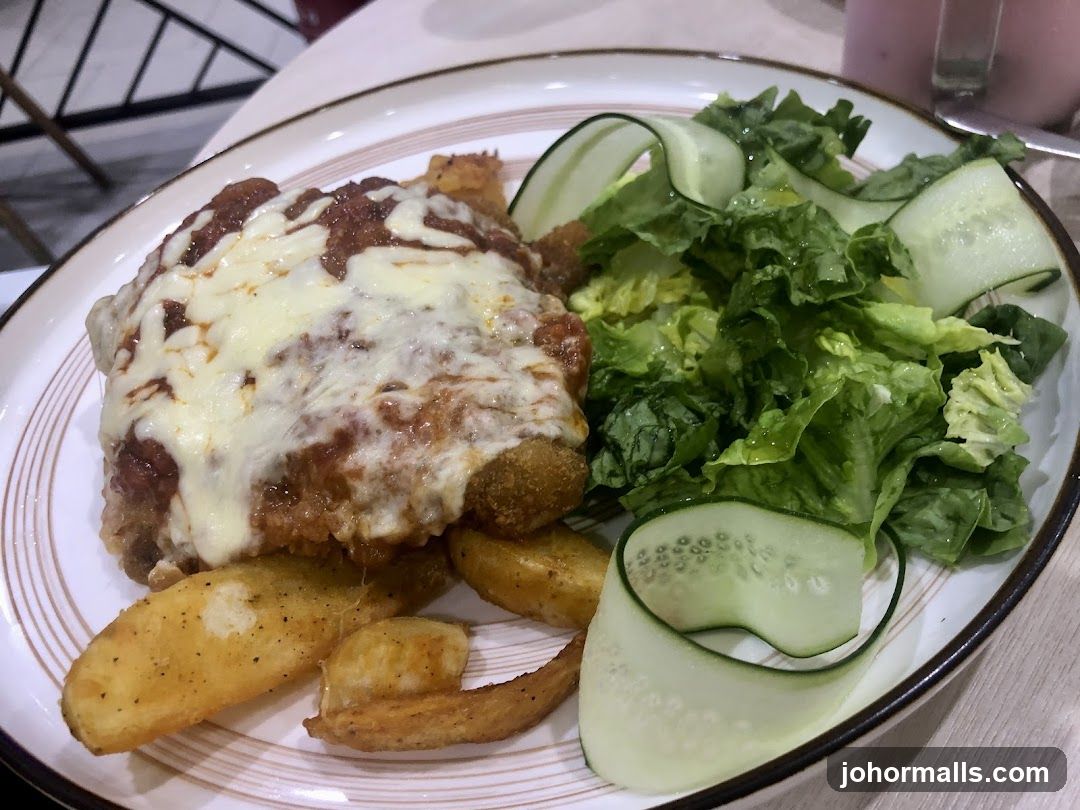 Chicken Parmesan with Fries and Salad