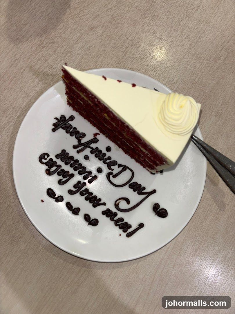 Red Velvet Cake Slice with Message