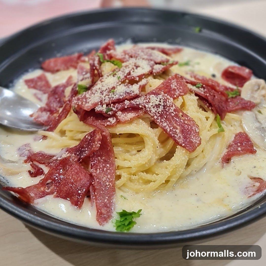 Spaghetti Carbonara with Salami