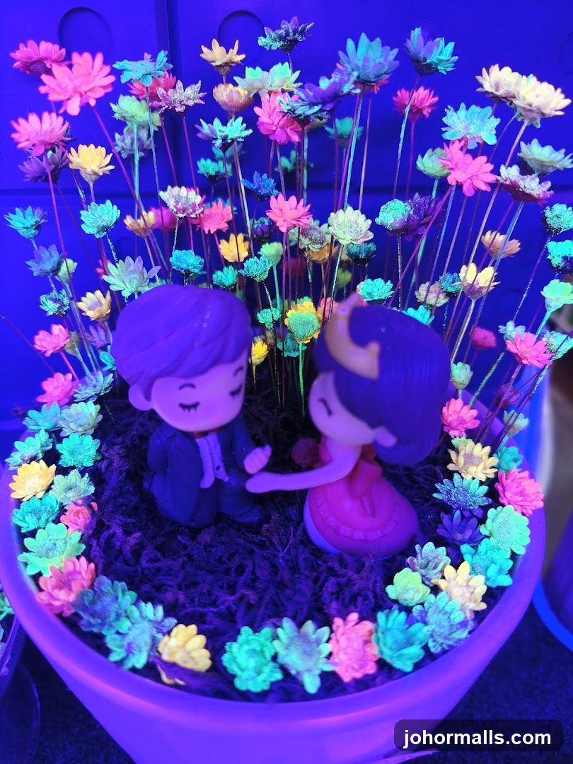 Figurines with Fluorescent Flowers