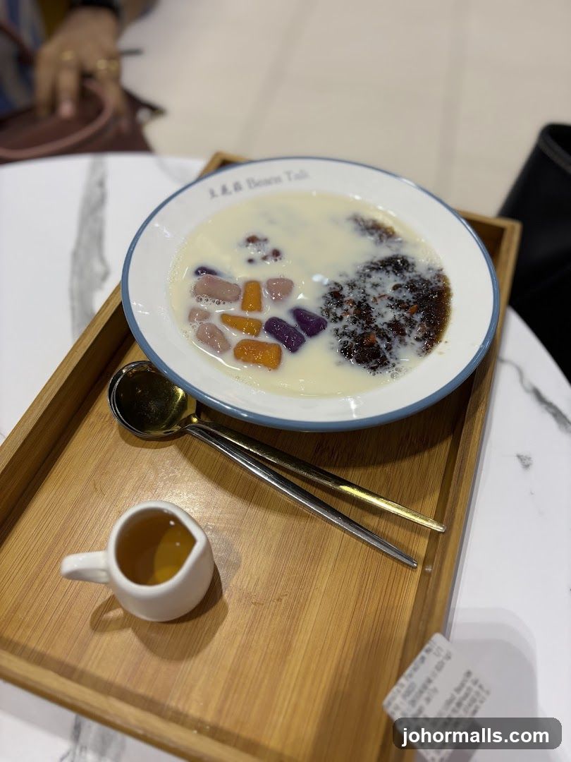 Dessert with Taro Balls and Boba