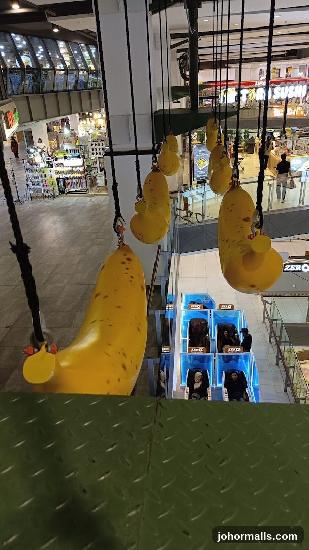 Mall Interior with Hanging Decorations