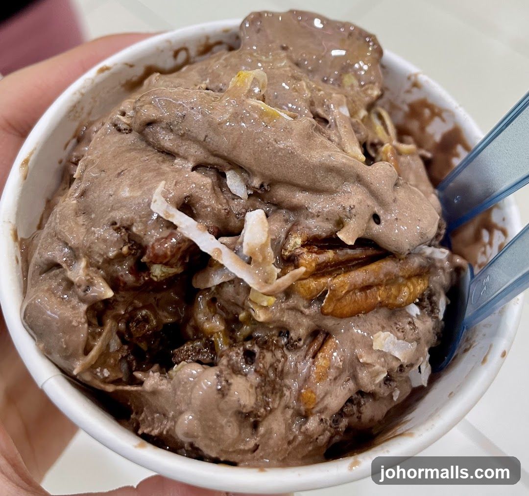 Chocolate Ice Cream with Pecans and Coconut