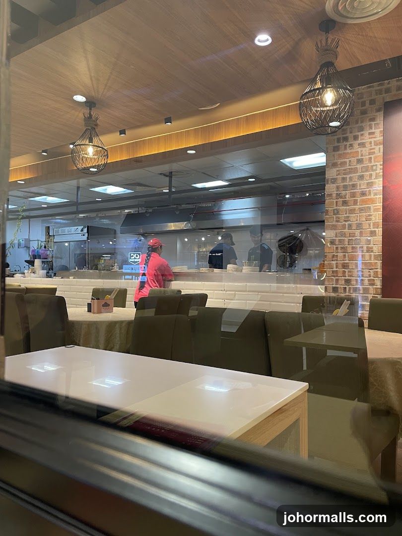 Restaurant Interior with Open Kitchen