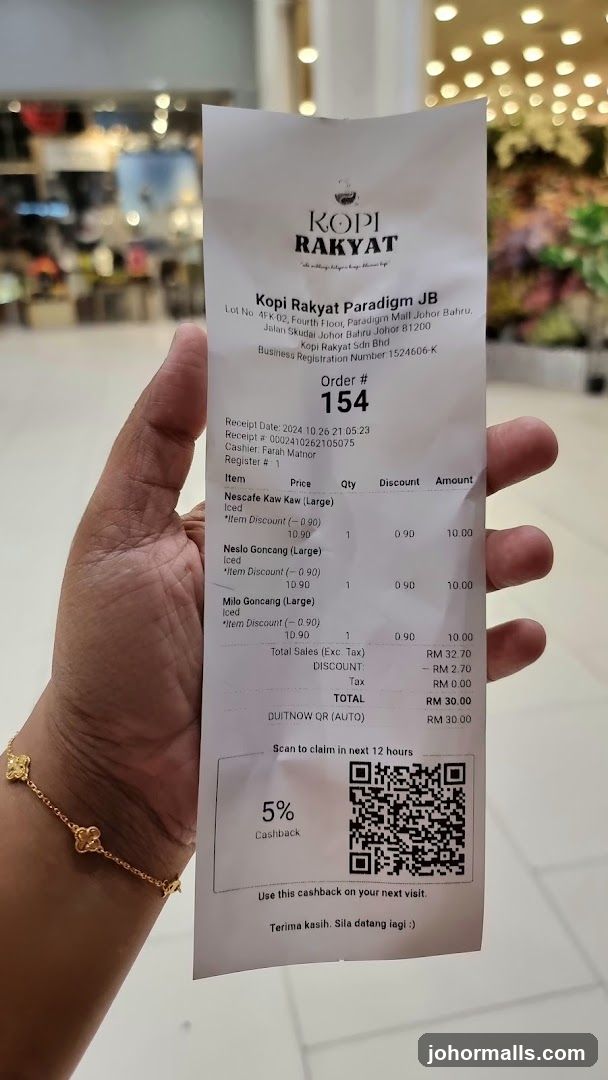 Kopi Rakyat Receipt