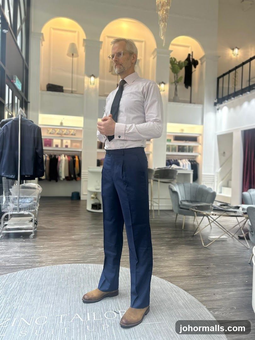 Man in Tailored Suit in a Boutique