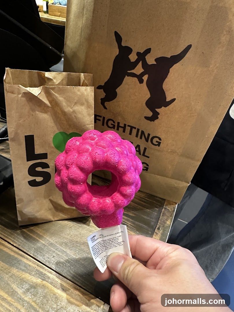 Pink Bath Bomb and Shopping Bags
