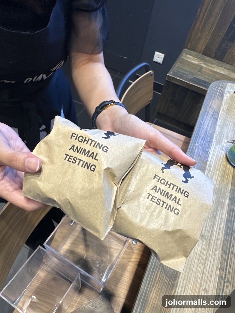 Brown Paper Bags with "Fighting Animal Testing" Message