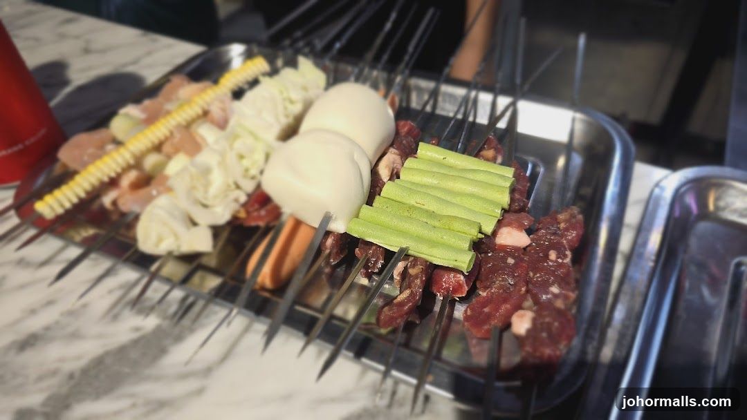 Skewers of Raw Meat and Vegetables