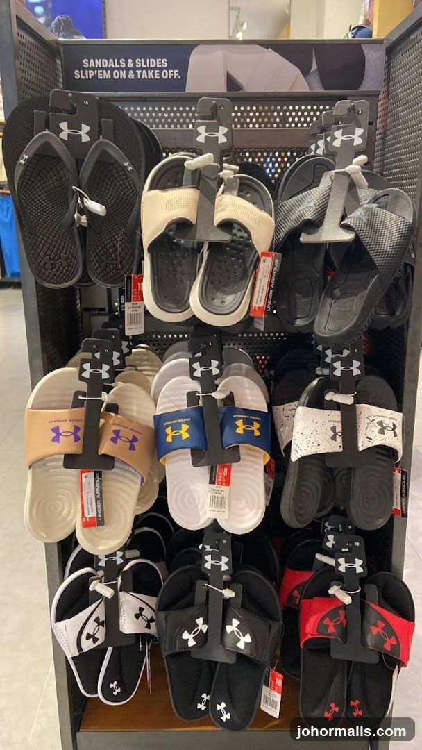 Under Armour Sandals and Slides Display