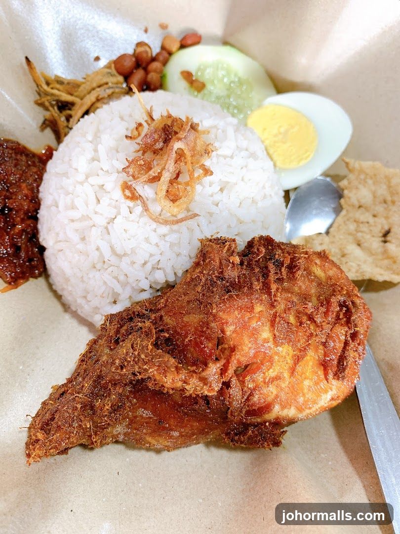 Nasi Lemak with Fried Chicken