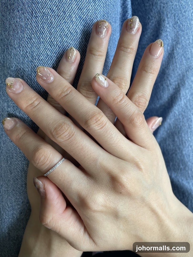 Nails with gold accents