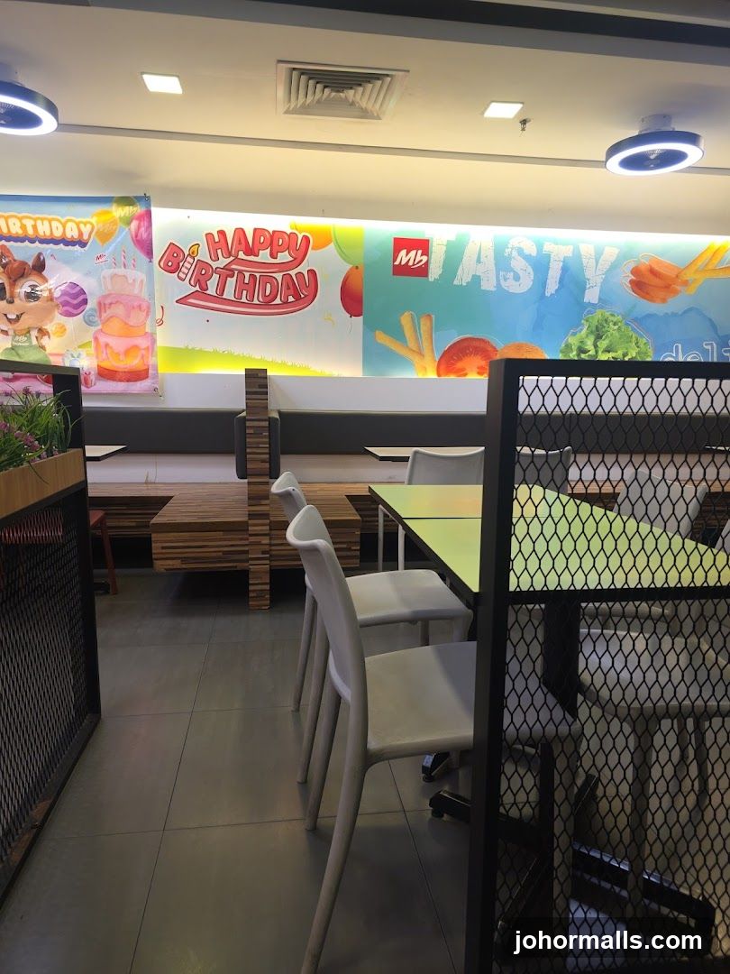 Restaurant Interior with Birthday and Tasty Graphics