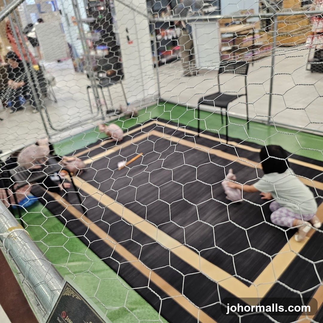 Indoor batting cage with children
