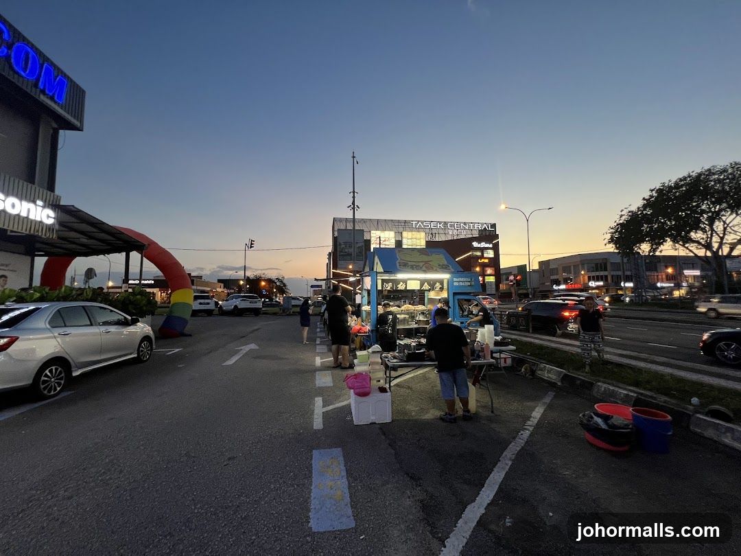 Street food stall at dusk
