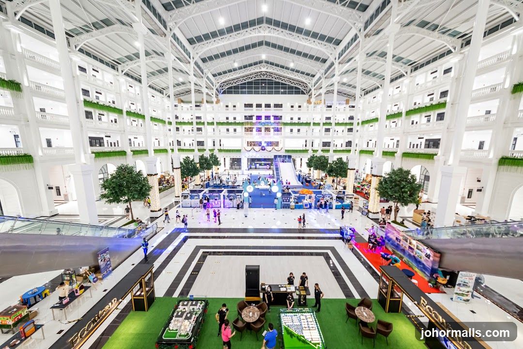 Indoor Atrium with Booths and People