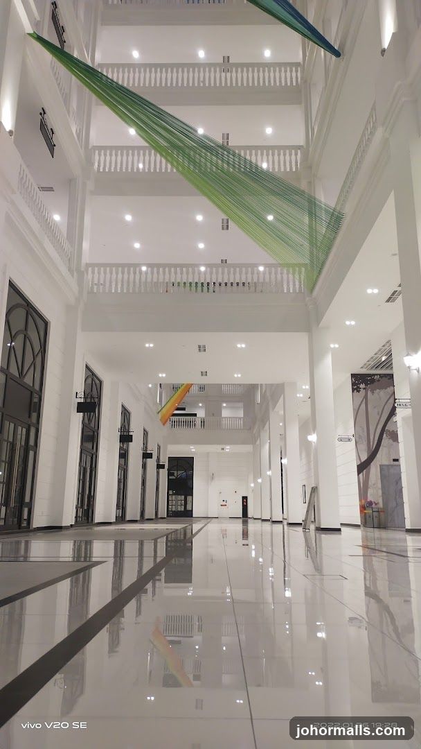Modern Atrium with Hanging Art Installation