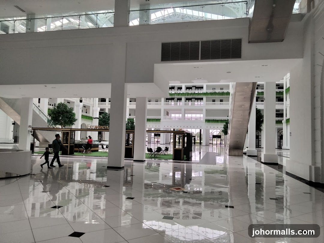 Modern Atrium with Reflective Floors