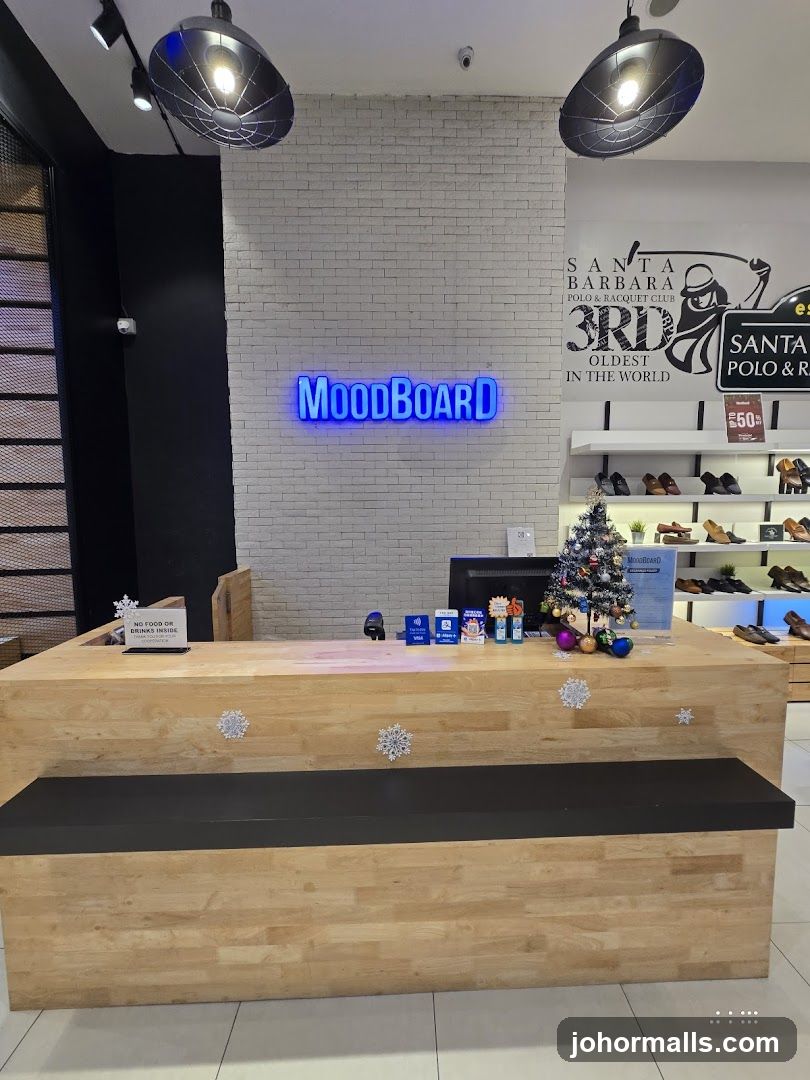Store interior with a reception desk