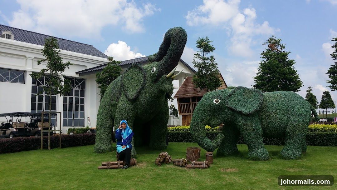 Topiary Elephants and Building