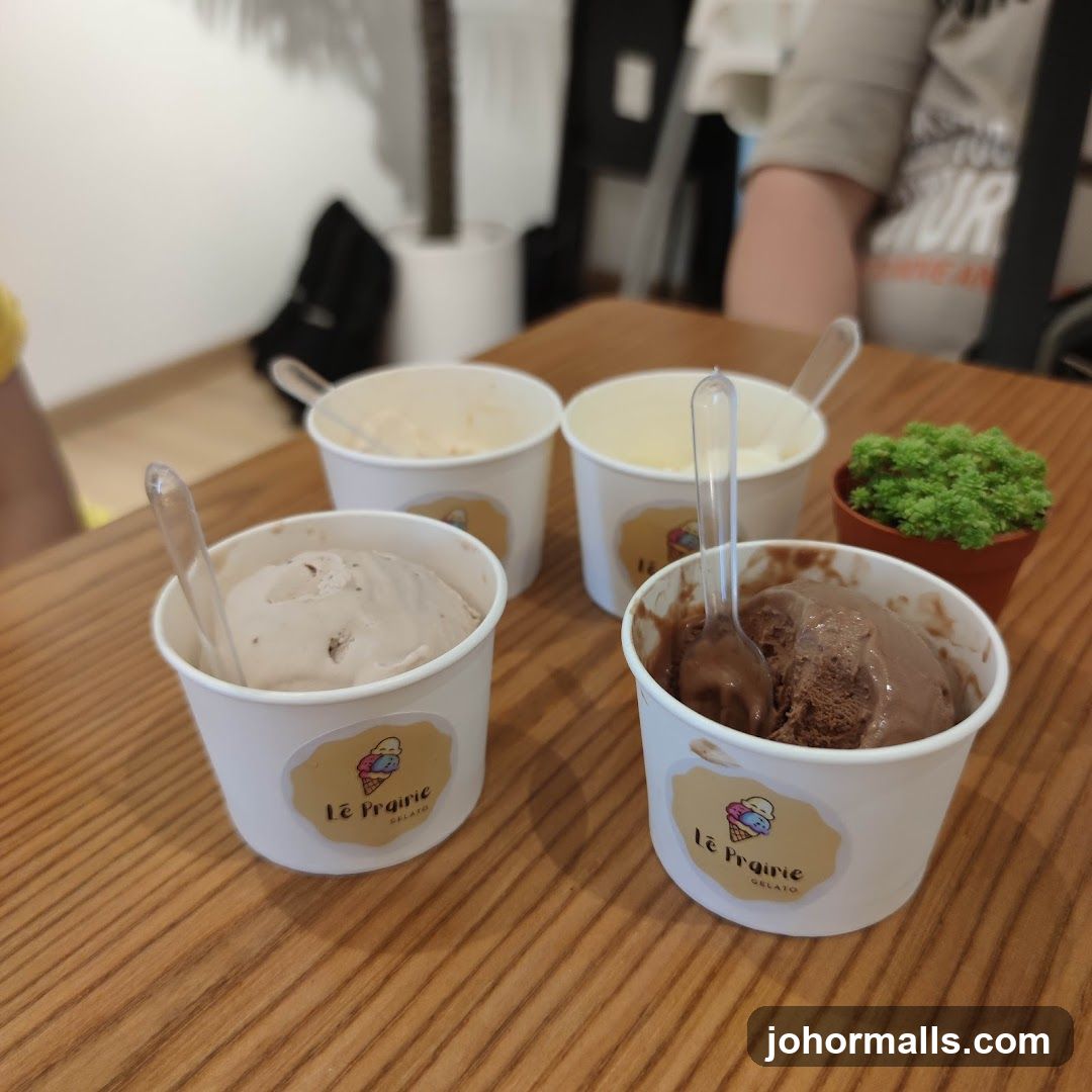 Four cups of gelato