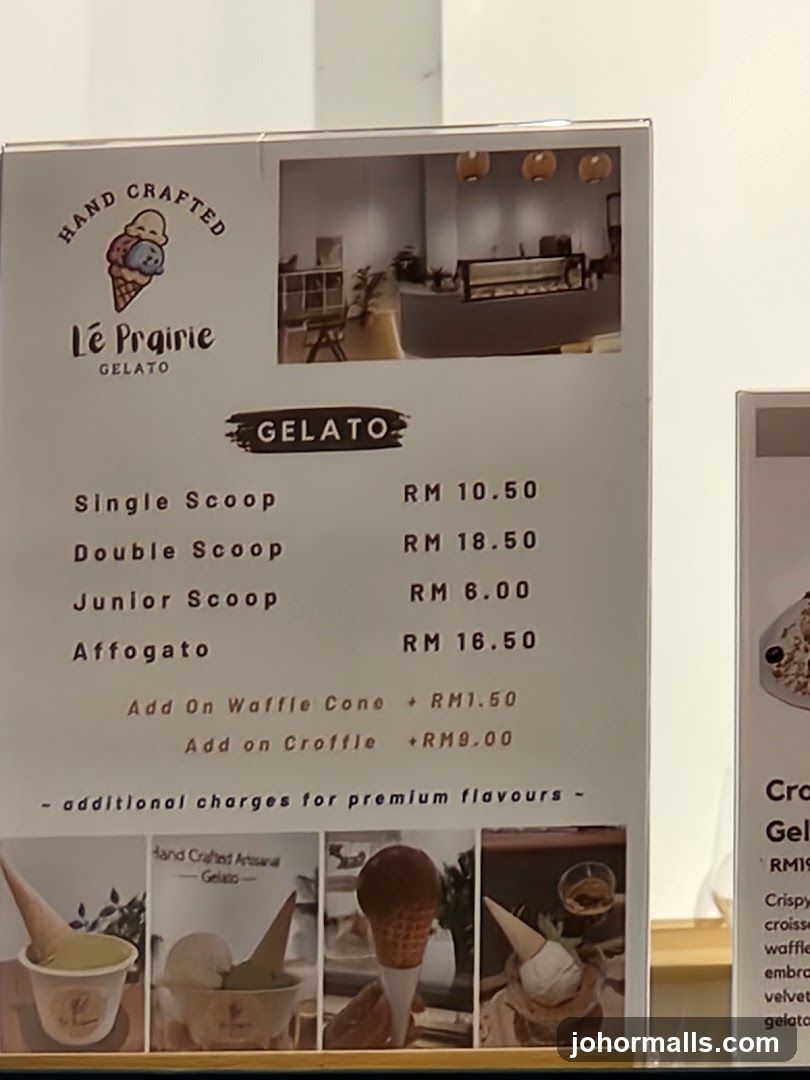 Le Prairie Gelato Menu