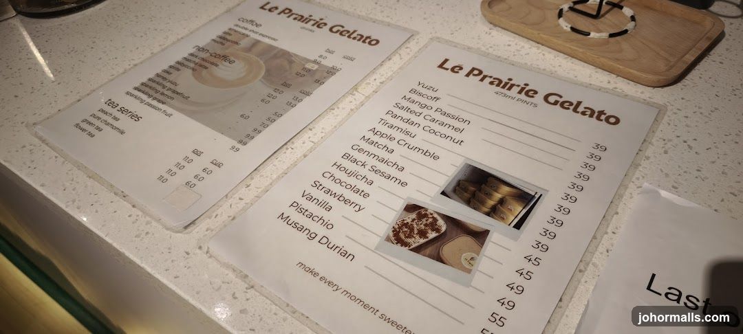 Le Prairie Gelato Menu