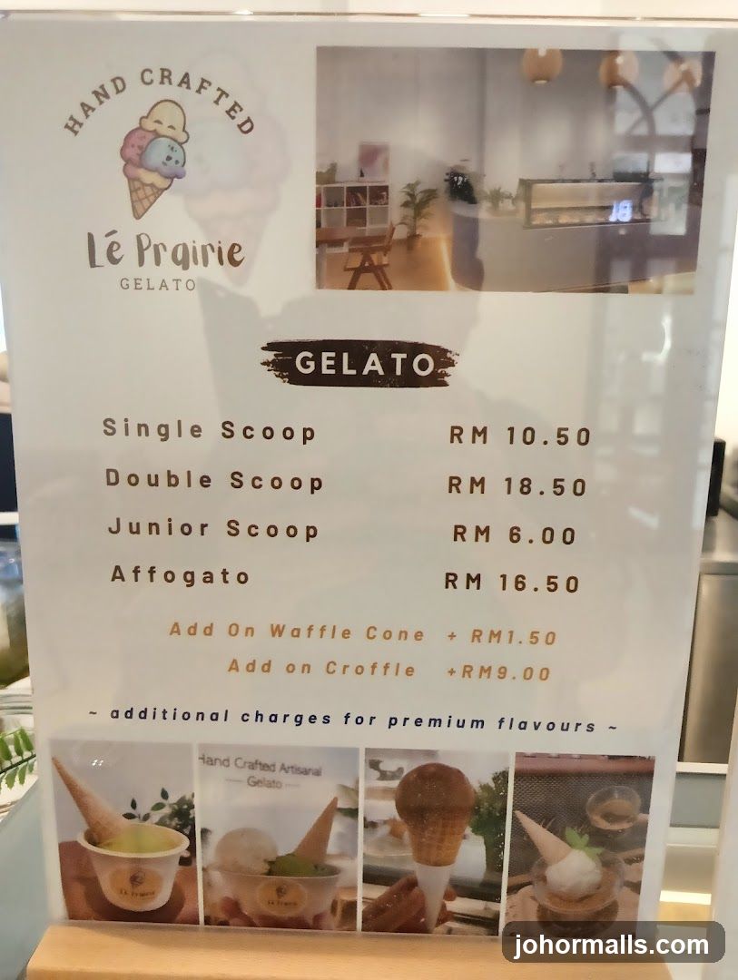 Le Prairie Gelato Menu