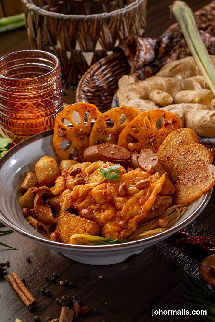Spicy Noodle Dish with Lotus Root and Sausage