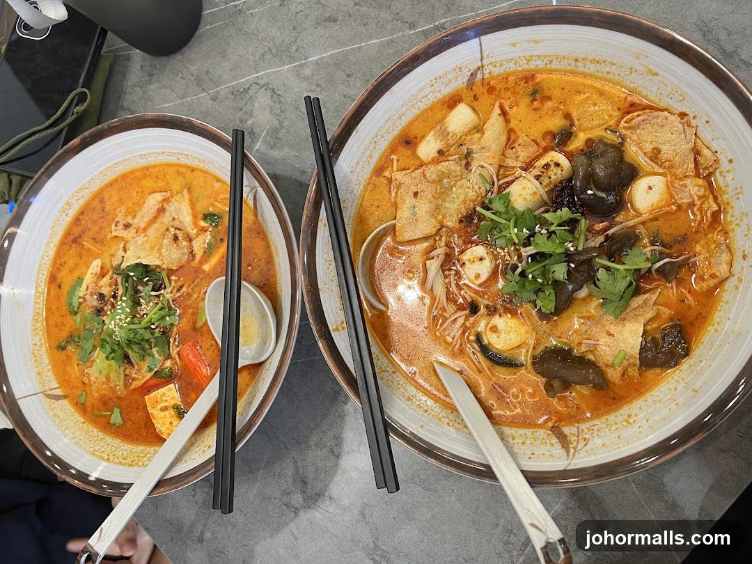 Two Bowls of Spicy Noodle Soup