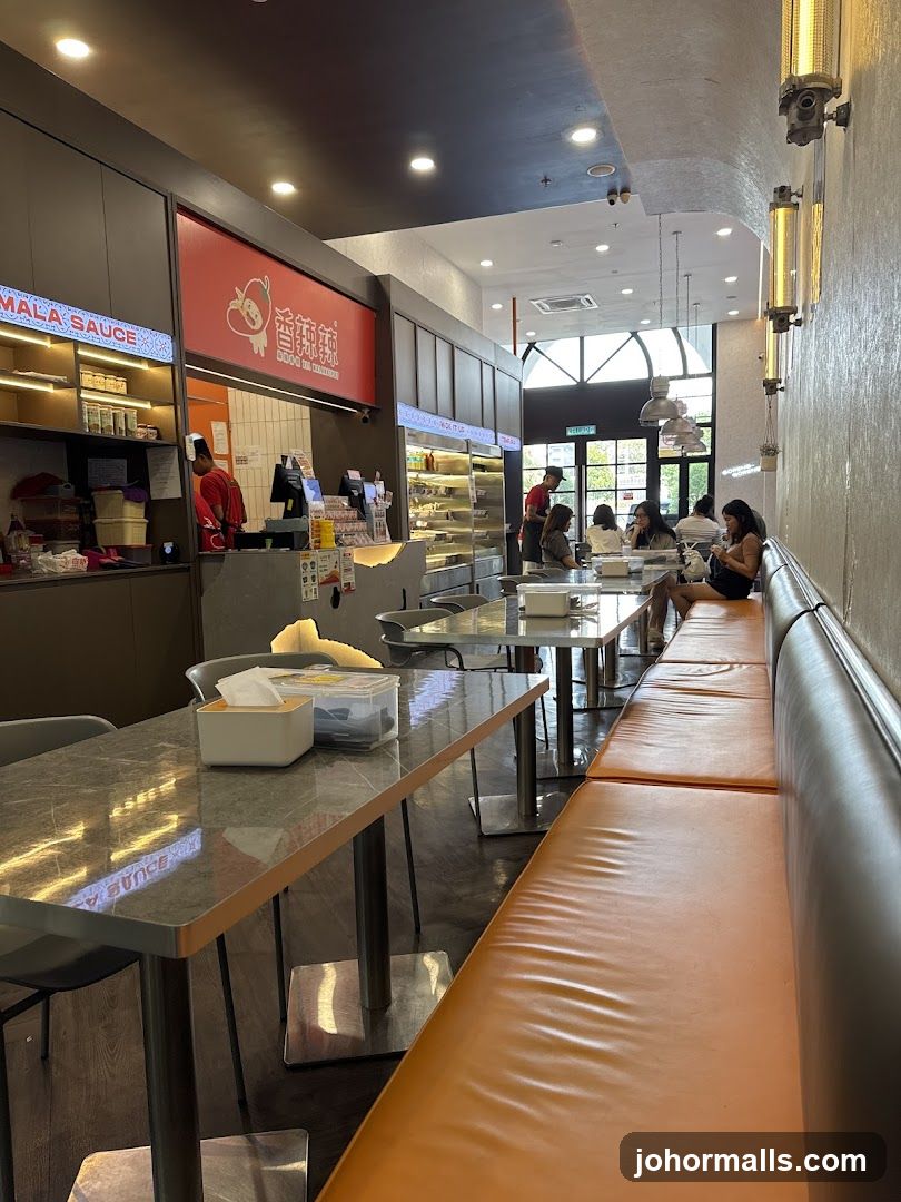 Restaurant Interior with Seating and Counter