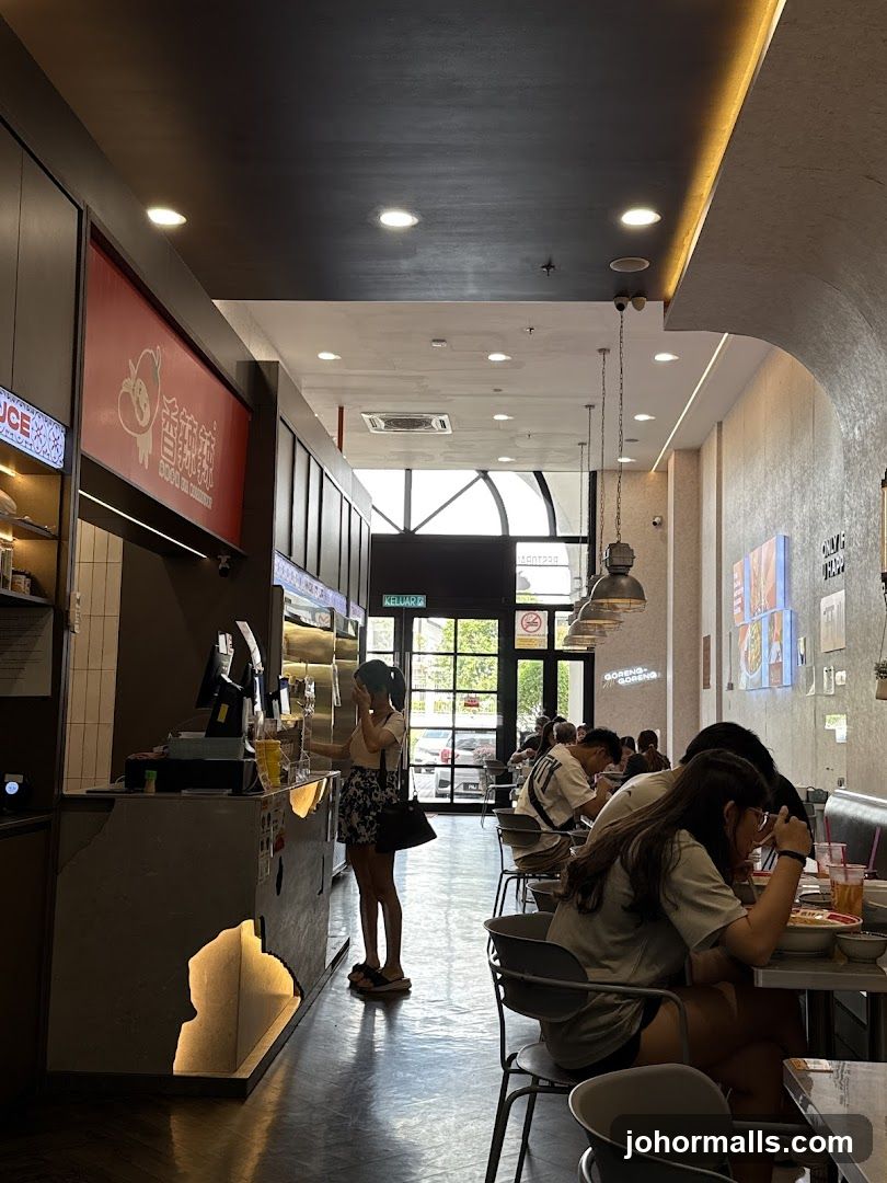 Interior of a restaurant with customers dining