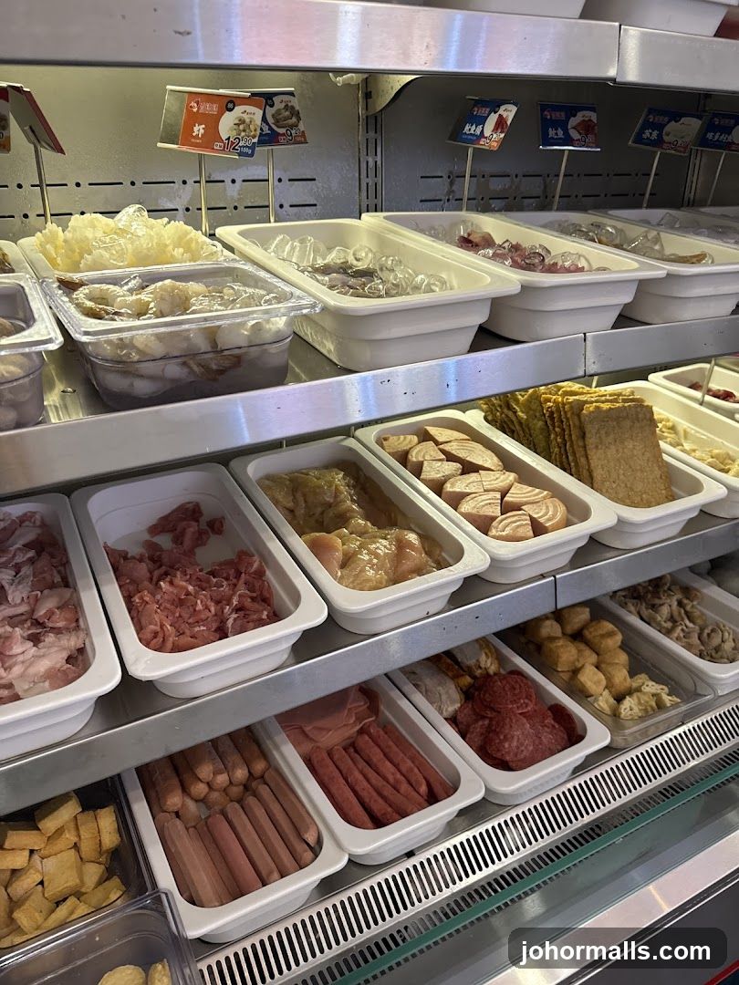 Assortment of Ingredients in a Display Case