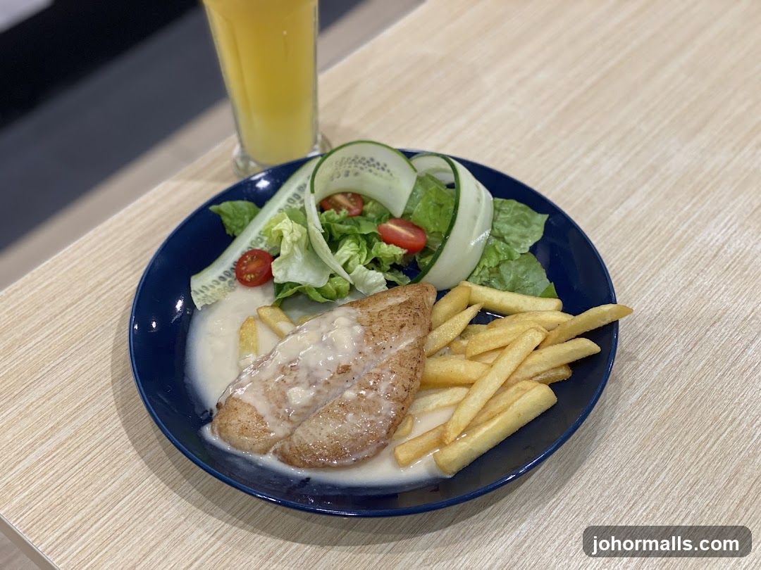 Fish and Chips with Salad and Juice