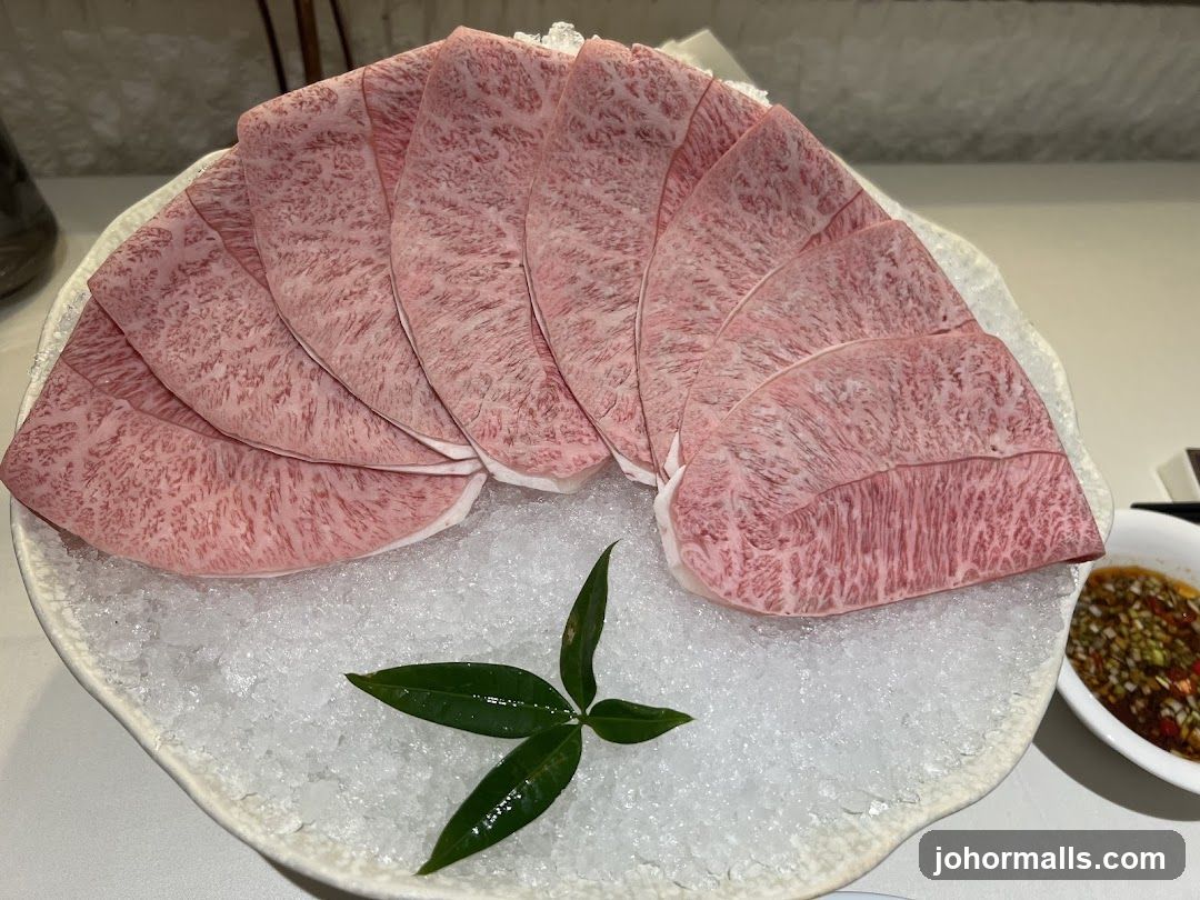 Thinly Sliced Raw Beef on Ice