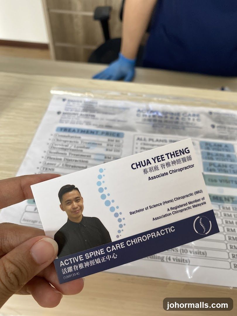 Chiropractor Business Card and Price List