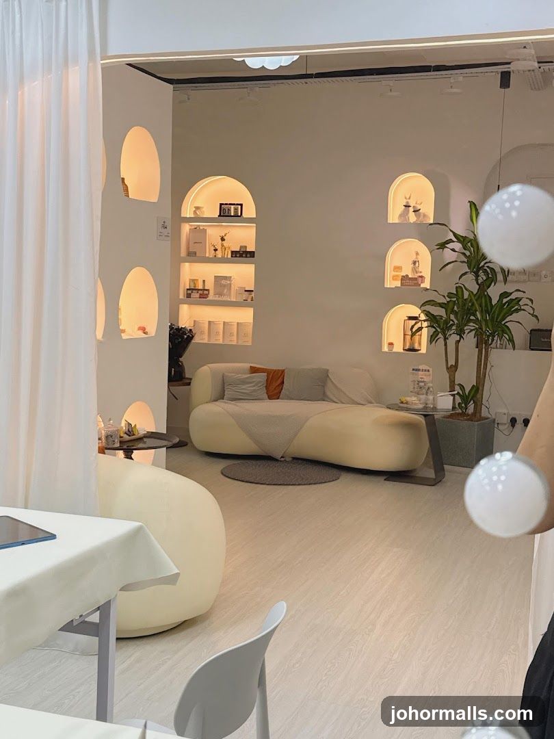 Modern Interior with Display Niches and Seating