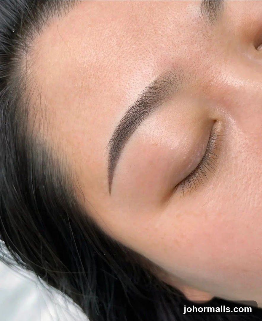Close-up of a woman's eye with perfectly shaped eyebrows