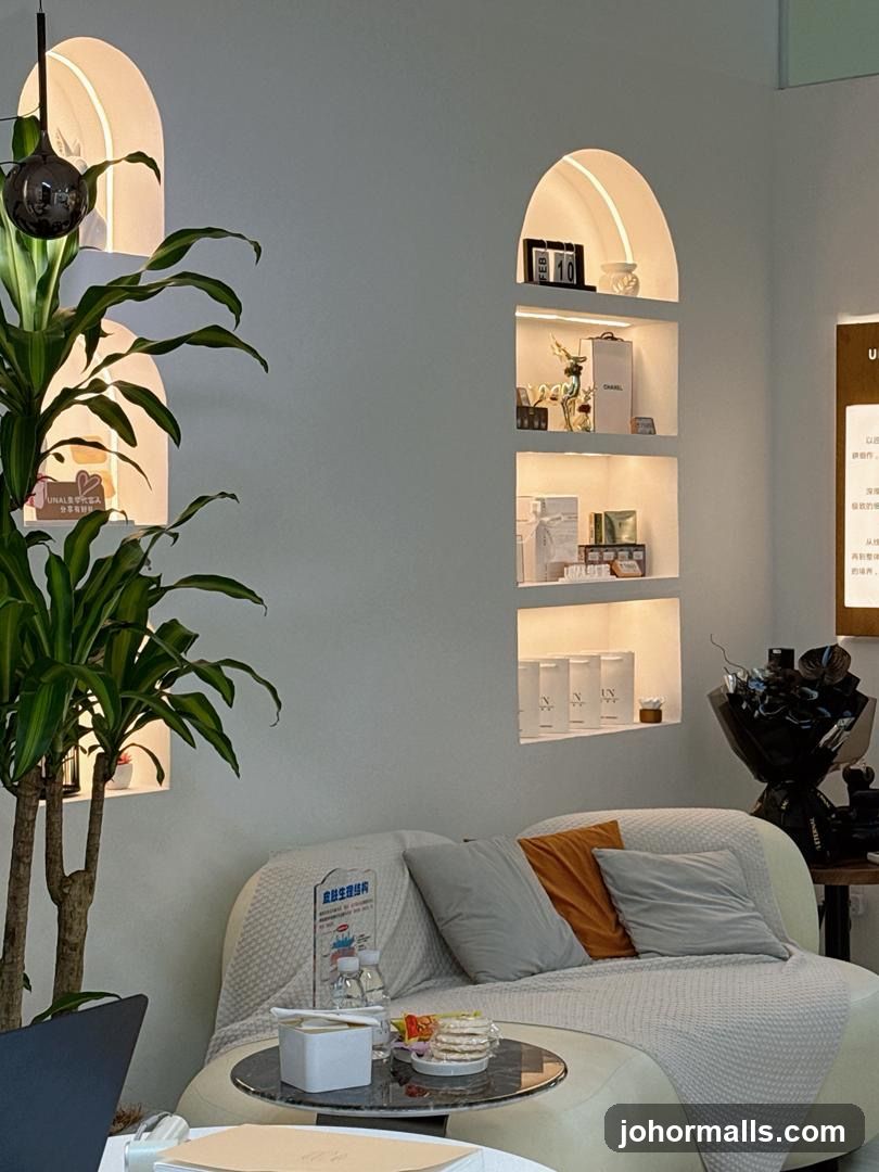 Cozy Seating Area with Shelving