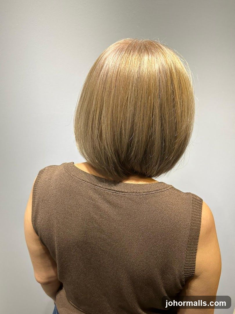Woman with blonde bob haircut
