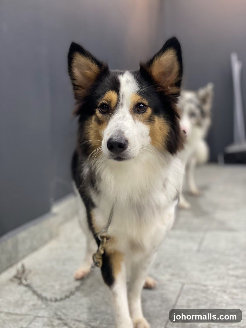 Two dogs in a room