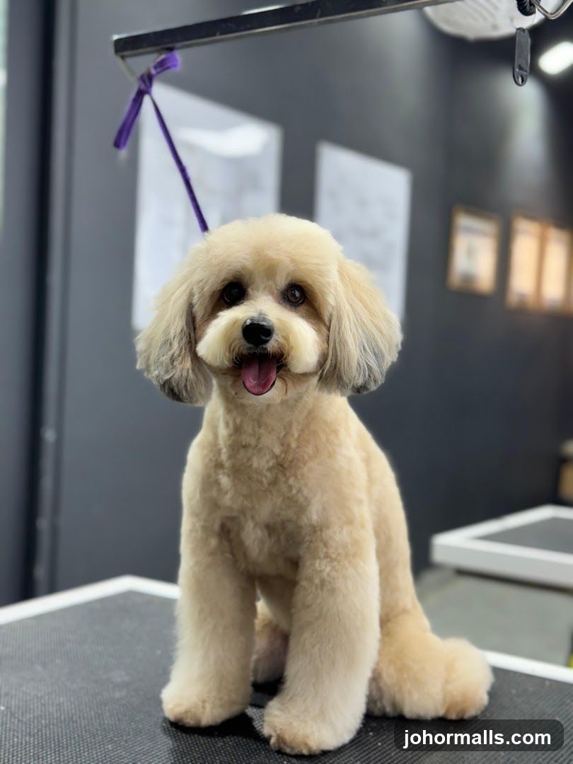 Groomed Dog Sitting on Table