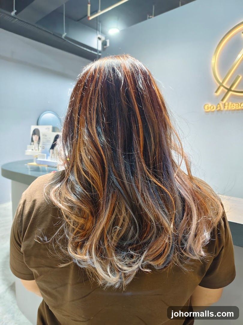 Woman with colorful highlights
